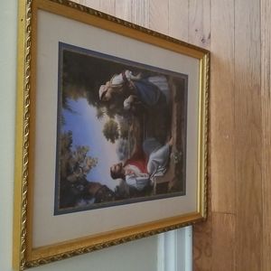 Vtg  Home Interiors Framed Matted Jesus at Jacob's Well Samaritan Woman Picture
